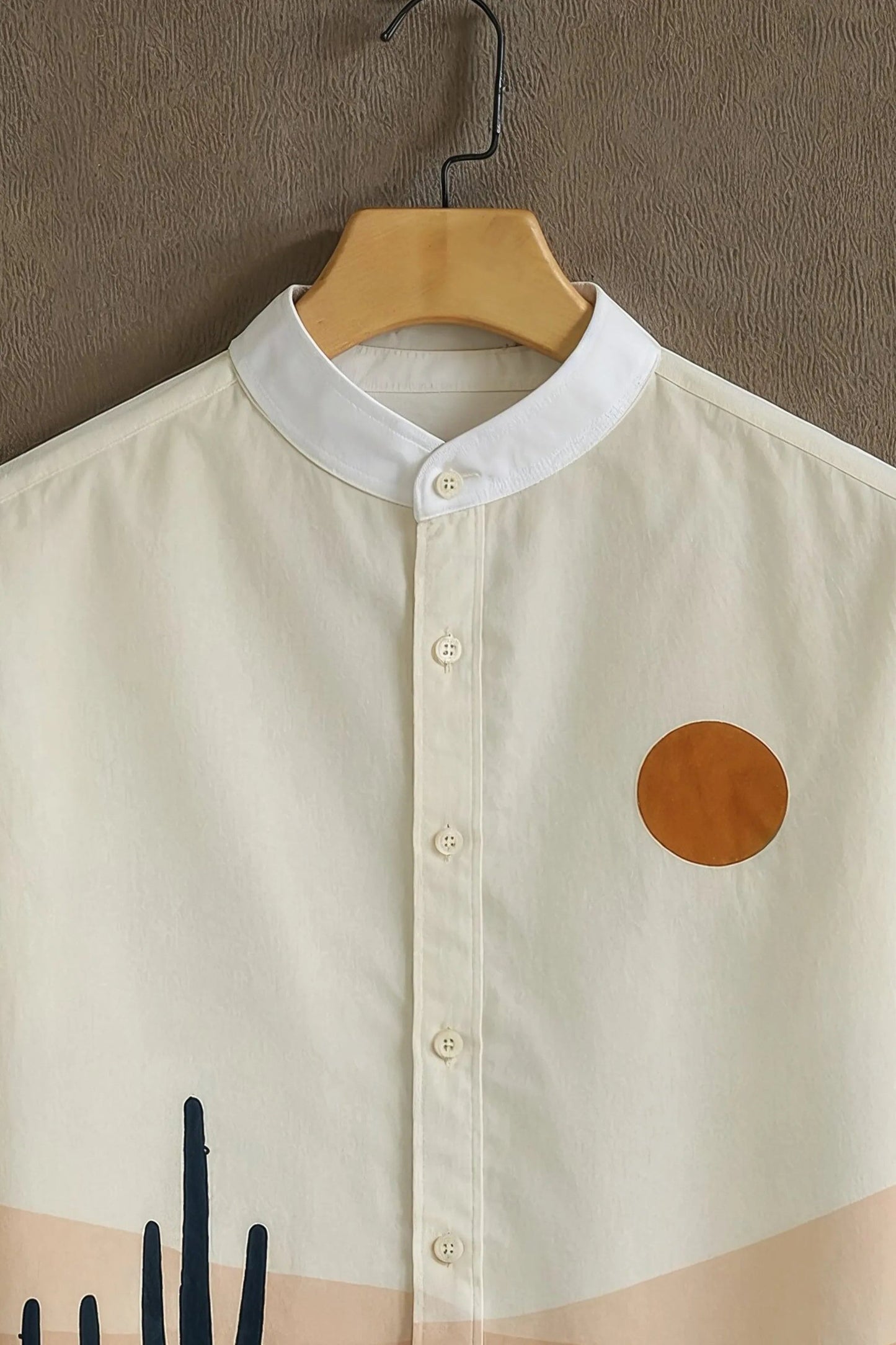 MaxShirts Premium Desert Landscape Print Mandarin Collar Shirt for Men | Stylish Casual Short Sleeve Shirt